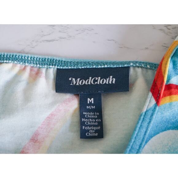 NWT Modcloth Retro Rainbow Cloud Halter Bodysuit Top M Whimsical Harajuku Kid - Picture 3 of 11